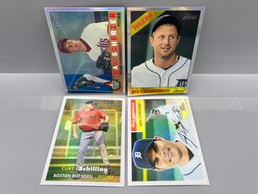 Lot of (4) Varying Years Topps Heritage Chrome Refractor Baseball Numbered Cards -Max Scherzer, Curt
