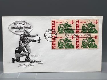 1969 USPS New Brunswick NJ Official First Day of Issue 100 Years of Intercollegiate Football Cachet