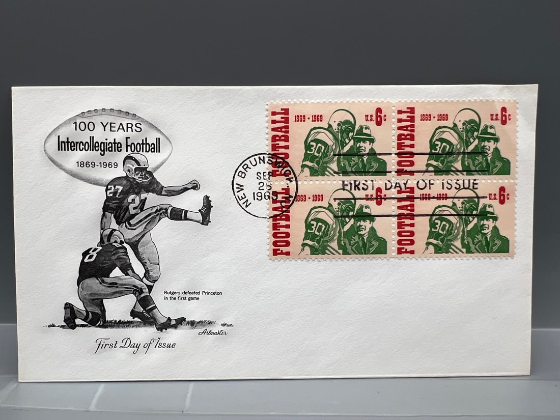 1969 USPS New Brunswick NJ Official First Day of Issue 100 Years of Intercollegiate Football Cachet: 1969 USPS New Brunswick NJ Official First Day of Issue 100 Years of Intercollegiate Football Cachet