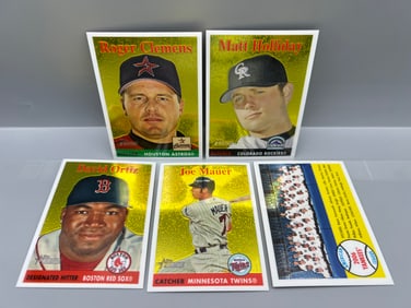 Lot of (5) 2007 Topps Heritage Chrome Baseball Cards #/1958 - Roger Clemens, David Ortiz, Yankees