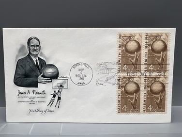 1961 USPS Springfield Mass. James Naismith Imagery Basketball First Day of Issue Cachet