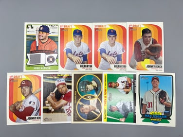 Lot of (9) Assorted Topps Heritage Baseball Inserts Cards - Altuve Jersey, Nolan Ryan, Johnny Bench,