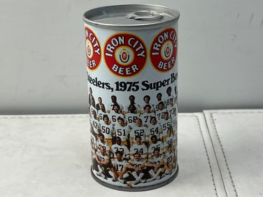 1975 Pittsburgh Steelers Super Bowl Champs Iron City Beer Can - Empty
