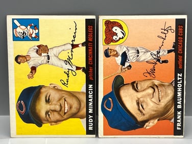 1955 Topps Rudy Minarcin #174 & Frank Baumholtz #172 - High Numbers