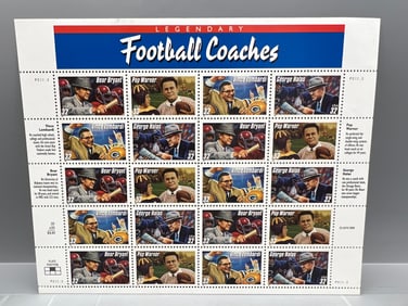 1997 USPS Legendary Football Coaches Stamp Sheet