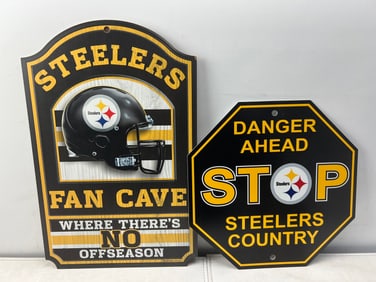 Lot of (2) Pittsburgh Steelers Football Hanging Signs