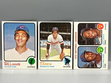 Lot of 2 - 1973 Topps Rod Carew & Billy Williams w/Leaders Card