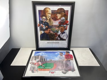 Lot of (2) Ohio State Football Framed Posters - Framed - Bigger One Measures 21x27 - Woody Hayes