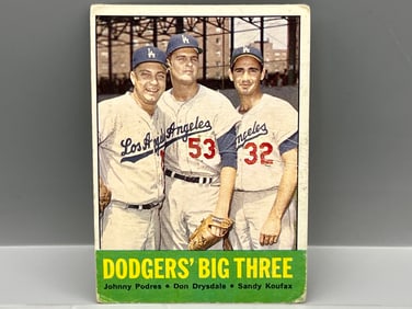 1963 Topps Dodgers Big Three #412 - Sandy Koufax, Don Drysdale, Johnny Podres