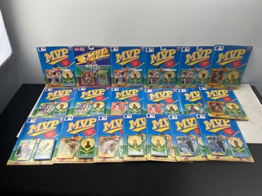 Lot of (19) 1990 Score MVP Collector Pin Series Packs - All baseball except for 1 Joe Montana
