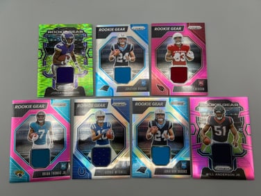 Lot of (7) Panini Prizm Football Rookie Jersey Relic Cards