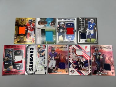 Lot of (9) Football Jersey Relic Patch Cards w/Rookies