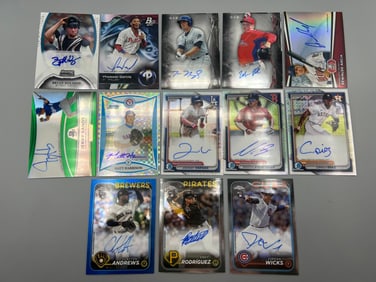 Lot of (13) Baseball Autograph Cards w/Rookies