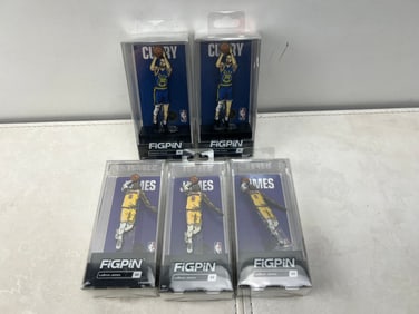 Lot of (5) LeBron James & Stephen Curry Sealed FigPin Collectibles
