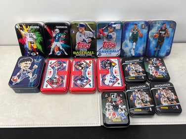 Lot of Assorted Multi Sport Trading Card Opened Tins - No Cards Inside