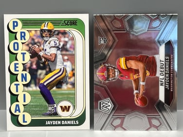 2024 Panini Score Jayden Daniels Protential RC #3 & 2024 Panini Mosaic Jayden Daniels Debut RC #272