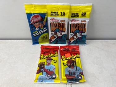 Lot of (5) 2020, 2021, & 2022 Topps Heritage Baseball Sealed Value Packs