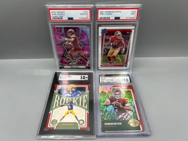Lot of (4) Football Quarterback Slabbed Rookie Cards - Varying Grades & Companies