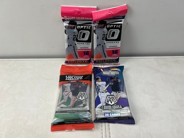 Lot of (4) 2021 Panini Donruss Optic & 2022 Panini Mosaic Baseball Sealed Value Packs