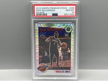 2019 Panini NBA Hoops Premium Stock Zion Williamson Pulsar RC #296 PSA Gem Mint 10