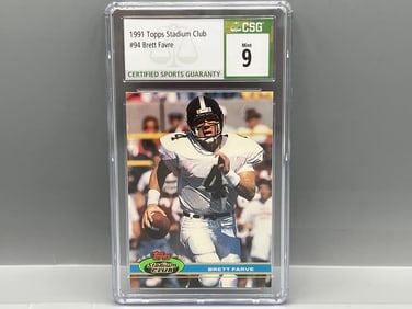 1991 Topps Stadium Club Brett Favre RC #94 CSG Mint 9
