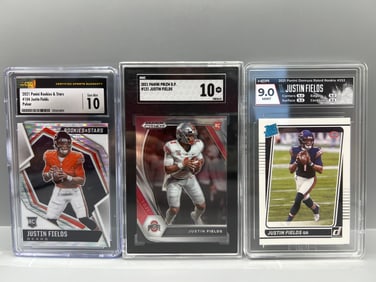 Lot of (3) Justin Fields Football Slabbed Rookie Cards - Varying Grades & Companies