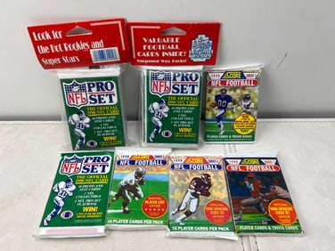 Lot of (7) Assorted 1990 Score & Pro Set Football Sealed Wax Packs