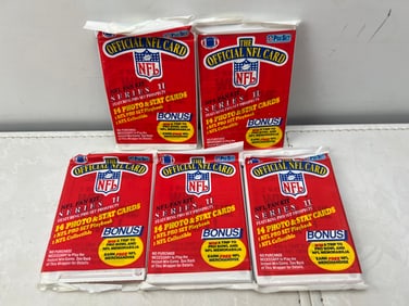 Lot of (5) 1989 Pro Set Series 2 Football Sealed Wax Packs - Possible Rookies of Barry Sanders, Troy