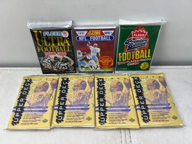 Lot of (7) Assorted 1990s Football Sealed Wax Packs