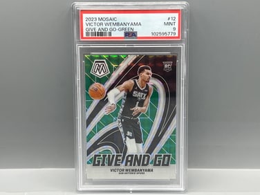 2023 Panini Mosaic Victor Wembanyama Give And Go Green #12 PSA Mint 9