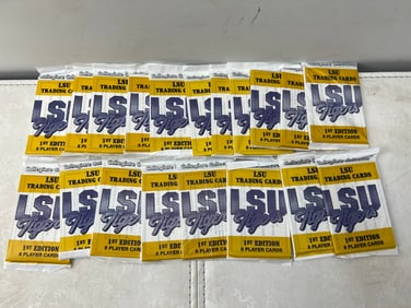 Lot of (19) 1990 Collegiate Collection LSU Tigers 1st Edition Sealed Wax Packs