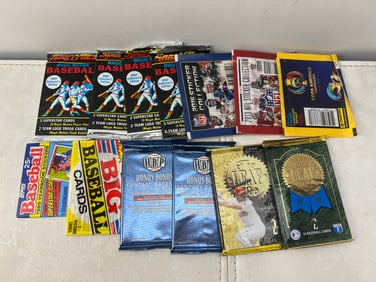 Lot of (13) Assorted Multi Sport Sealed Wax Packs & Sticker Packs