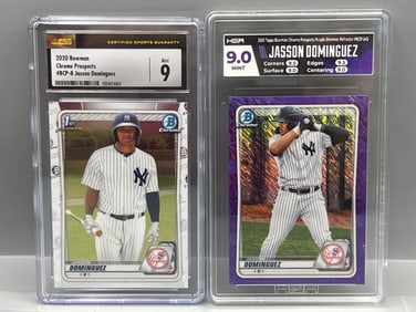 2020 Bowman Jasson Dominguez 1st Bowman Chrome Prospects RC #BCP-8 CSG Mint 9 & 2020 Bowman Chrome