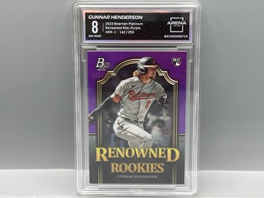 2023 Bowman Platinum Gunnar Henderson Renowned Rookies Purple #/250  - Graded by Arena Club