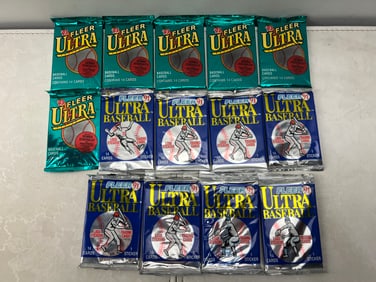 Lot of (14) 1991 Fleer & 1993 Fleer Ultra Baseball Sealed Wax Packs