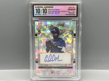 2022 Panini Select Gabriel Moreno Youth Explosion Cracked Ice Auto #/25 Arena Club  - Graded by