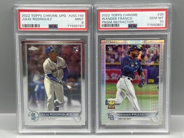 2022 Topps Chrome Wander Franco Prism Refractor RC #35 PSA Gem Mint 10 & 2022 Topps Chrome Update