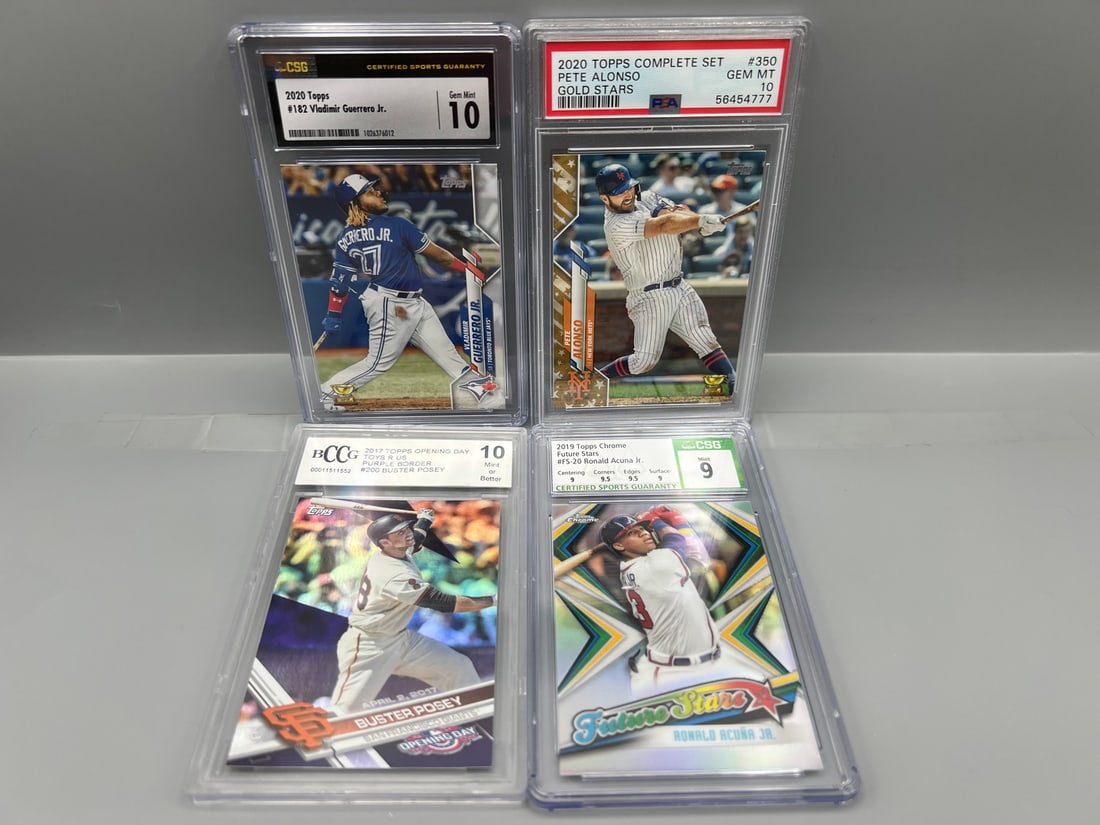 Lot of (4) Baseball Slabbed Cards - Varying Grades & Companies - Vladimir Guerrero Jr, Pete Alonso, (1 of 2)