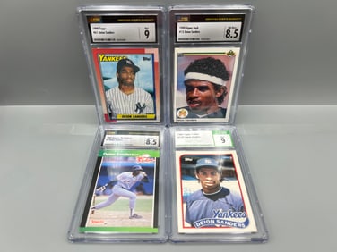 Lot of (4) Deion Sanders Baseball & Football CSG Slabbed Rookie/Prospect Cards - Varying Grades
