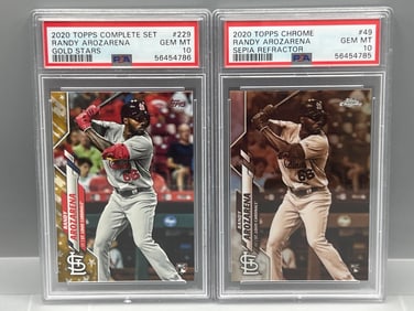2020 Topps Complete Set Randy Arozarena Gold Stars RC #229 PSA Gem Mint 10 & Topps Chrome Sepia