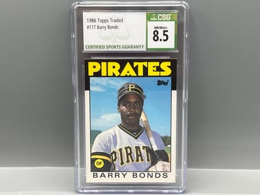 1986 Topps Traded Barry Bonds RC #11T CSG NM-MT+ 8.5