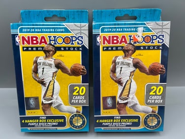 Lot of (2) 2019-20 Panini NBA Hoops Premium Stock Basketball Sealed Hanger Boxes