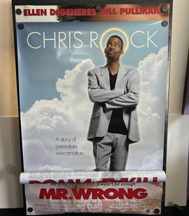 1996 Mr. Wrong & 2000 Down To Earth Original Double Sided 27x40 Theatrical Movie Posters - Chris: 1996 Mr. Wrong & 2000 Down To Earth Original Double Sided 27x40 Theatrical Movie Posters - Chris Rock, Ellen DeGeneres, Bill Pullman