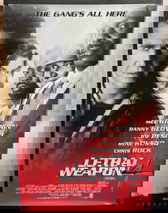 1998 Lethal Weapon 4 Original Double Sided 27x40 Theatrical Movie Poster - Mel Gibson, Danny Glover,: 1998 Lethal Weapon 4 Original Double Sided 27x40 Theatrical Movie Poster - Mel Gibson, Danny Glover, Joe Pesci, Rene Russo, Chris Rock