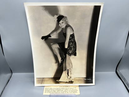 1930s MGM Thelma Todd Original 10x13 Publicity Portrait Still W/ Snipe Attached To Back Folded To: 1930s MGM Thelma Todd Original 10x13 Publicity Portrait Still W/ Snipe Attached To Back Folded To Front - MG-23422