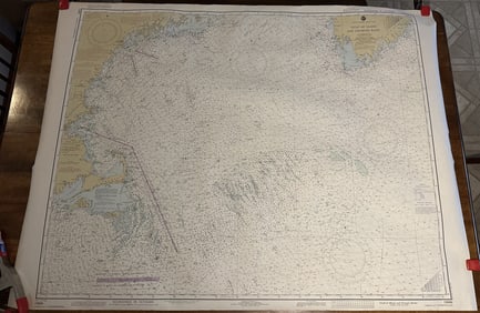 1979 NOAA Chart Gulf of Maine and Georges Bank Marine Double Sided Map - Approx 44"x36"