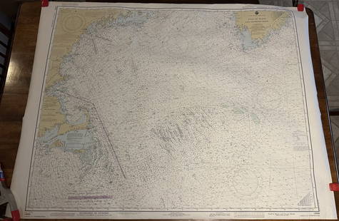 1979 NOAA Chart Gulf of Maine and Georges Bank Marine Double Sided Map - Approx 44"x36": 1979 NOAA Chart Gulf of Maine and Georges Bank Marine Double Sided Map - Approx 44"x36"
