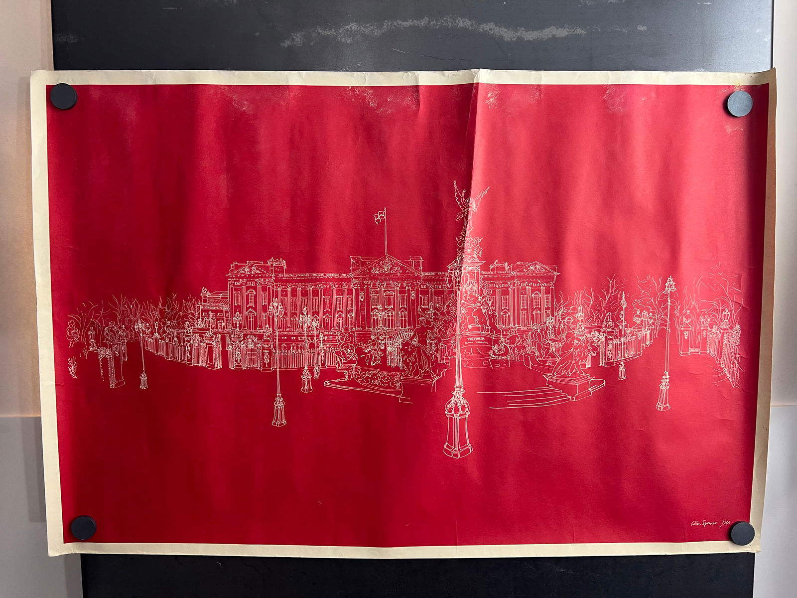 Vintage & Original Buckingham Palace by Colin Spencer (1966) 29"x19.5" Poster - Queen Victoria: Vintage & Original Buckingham Palace by Colin Spencer (1966) 29"x19.5" Poster - Queen Victoria Memorial