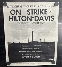 Vintage & Original 1970 International Chemical Workers Local 342 On Strike at Hilton-Davis Chem