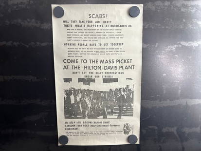 Vintage & Original 1970 Hilton-Davis Chemical Company Union Labor Strike 8.5"x14" Poster: Vintage & Original 1970 Hilton-Davis Chemical Company Union Labor Strike 8.5"x14" Poster